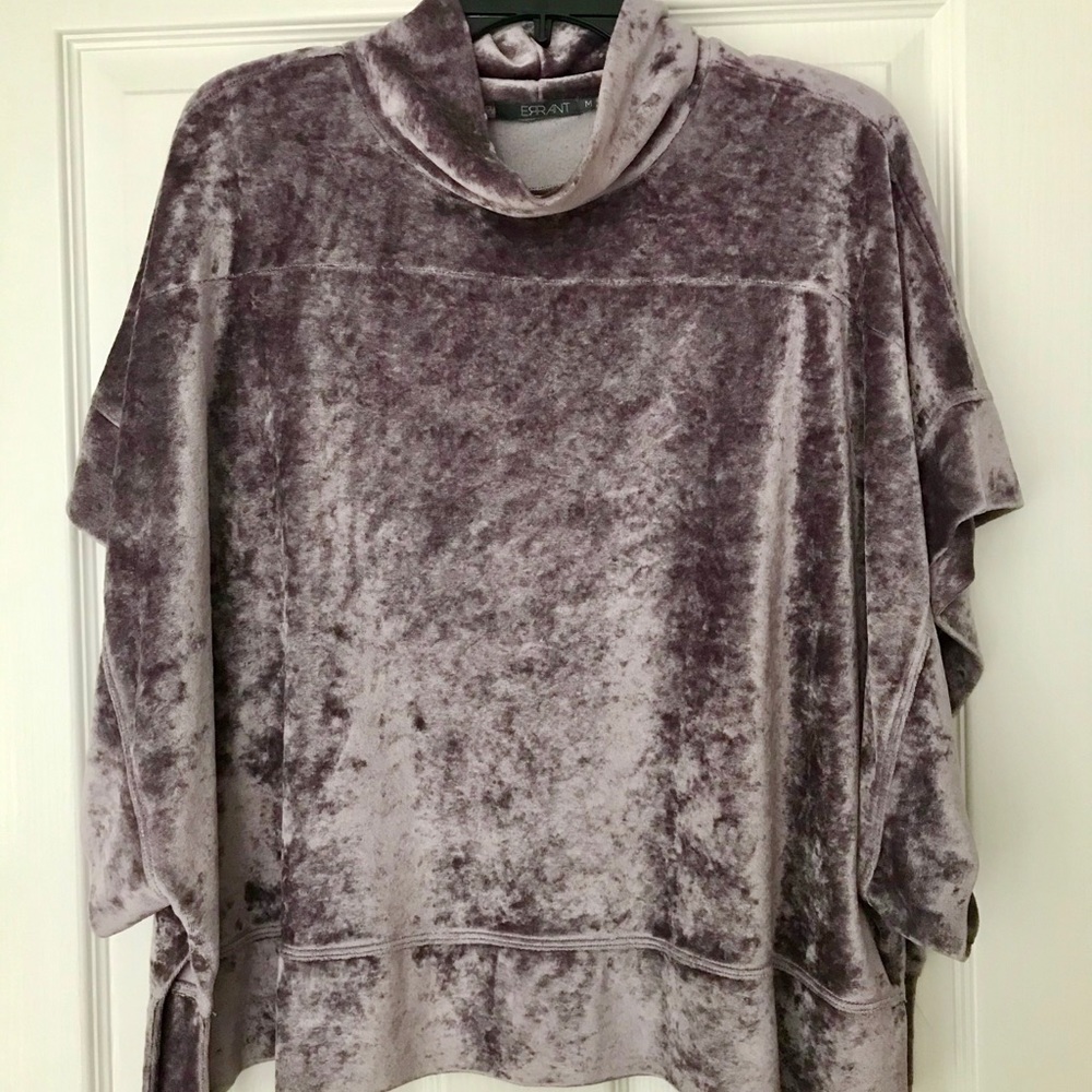 Errant Velvet Poncho Mock Neck Top